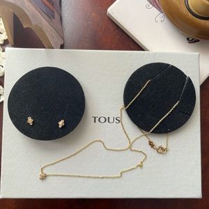 Tous set 18k gold and diamonds necklace & earrings. Free Tous frangance